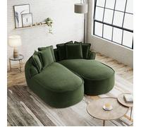 MIVRAY Canapé Modulaire Convertible 2 Places Méridienne Relax Sans Cadre Ergonomique avec Coussins en Chenille Vert 122 cm