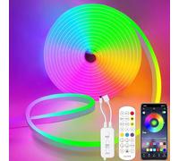 MIWATT Bande lumineuse LED RVB de 5 m, synchronisation de la musique, changement de couleur, contrôle avec application/télécommande, plusieurs modes, étanche IP67, pour chambre à coucher, décoration