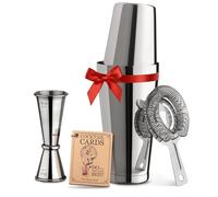 Mixology & Craft Ensemble shaker Boston avec shaker à martini lesté | Ensemble shaker à cocktail avec passoire et doseur japonais | Excellent coffret cadeau avec cartes de recettes exclusives |