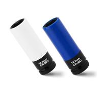 MIXPOWER Lot de 2 douilles de roue d'entraînement 1/2", 6 points, protection murale fine pour roue profonde, CR-MO, 18,5 mm, 19,5 mm
