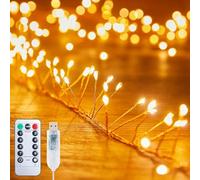 Mixtooltoys Guirlandes lumineuses LED USB avec télécommande, 3 m, 100 LED en grappe, guirlandes lumineuses étanches à motif étoilé pour plafond, chambre à coucher, couronne, fenêtre, mariage