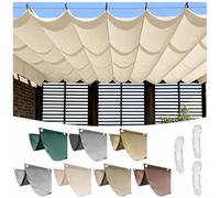 Mixtric Voile d'ombrage Vague imperméable rétractable pour pergola | Toile en polyester Oxford anti-UV pour patio, terrasse, jardin, cour et carport solution d'ombrage extérieure