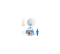 MIYADIVA Miroir Grossissant Lumineux 30X, Miroir De Maquillage Double Face Avec Support Réglable En Hauteur, Affichage Numérique De L’Alimentation Et 3 Couleurs D’Éclairage À Intensité Variable, Blanc