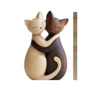 Miyanvuo Statuette De Chat - 2D Plat Drôle en Forme d'animal en Bois - Figurines De Couple De Chats Amoureux - pour La Chambre, Romantique, Et pour Les Célébrations d'anniversaire des Femmes
