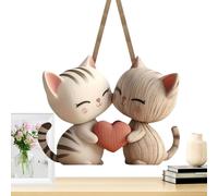 Miyanvuo Statuette De Chat,Mignon Deux Dimensions Plat en Bois en Forme d'animal - Decoration De Couple De Chats - pour La Chambre, Romantique, Et pour Les Célébrations d'anniversaire des Femmes