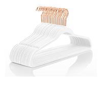 MIZGI Lot de 50 cintres Robustes en Velours de qualité supérieure - Cintres antidérapants en Feutre - Crochets pivotants Or Rose - Cintre pour vêtements Peu encombrant - Cintre Durable et Solide pour