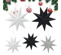 mizikuu 5 PCS Etoile Papier à Suspendre, 9 Pointu Etoile de Noel Pendentif de Décorations Suspendues de d'arbre de Noël Papier étoiles Plafond Ornement pour Noël Mariage Anniversaire