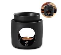 mizikuu Bruleur Bougie en Ceramique, Lampe Parfumée En Céramique Avec Photophore Brûleurs à Huile Essentielle Diffuseur d'Huile Parfumée Et Diffuseur De Cire Parfumée Lampes à Parfum (Noir)