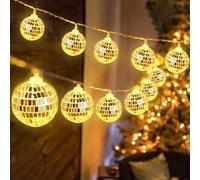 mizikuu Lot de 10 LED Disco Boules, 150 CM Suspendu Guirlande Lumineuse Marocaines Argentées LED Lampe de Noël pour Intérieur ou Extérieur