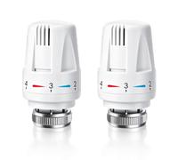 mizikuu Lot de 2 têtes de valve thermostatique pour radiateur M30 x 1,5 TRV | Contrôle automatique de la température, haute qualité, réglage de la température à cinq vitesses, interface M30 × 1,5 mm