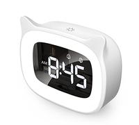 mizikuu Réveil Enfant Educatif, LED Veilleuses Pendules horloges de Chambre d'enfant Kid Sleep reveil Enfant Jour/Nuit Lumineux, Snooze Réveil 5 Couleurs,18 Types de Musique, 2 Alarmes, Blanc