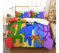 MJCZEGDCR Rainbow Friends Sets De Housses De Couettes 3D,Microfibre Parure De Lit 2 pièces avec Fermeture Éclair Housse De Couette Et Taies d'oreiller Double（200x200cm）