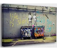 MJEDC Banksy Graffiti Toile Art Décor Life is Short Tableau Street Art Impression sur Toile Tableau Décoration murale salon moderne Avec Cadre (Life is Short, 30x50cm(11.8x19.7inch))