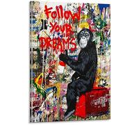 MJEDC Banksy Graffiti Toile Art Décor Suivez Vos Rêves Tableau Street Art Impression sur Toile Tableau Décoration murale salon moderne Avec Cadre (Suivez Vos Rêves, 40x60cm(15.7x23.6inch))
