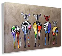 MJEDC Banksy Graffiti Toile Art Décor Zebra Herd Colourful Rears Tableau Street Art Impression sur Toile Tableau Décoration murale salon moderne Avec Cadre (30x50cm(11.8x19.7inch))