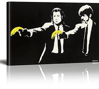MJEDC Banksy Images sur toile, Pulp Fiction Banana, graffiti, street art, impression d'art sur châssis prête à accrocher, décoration murale pour le salon, déco XXL, 20 x 30 cm
