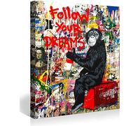 MJEDC Banksy Toile Tableau Follow Your Dreams Street Art Graffiti Toile Art Décor Impression sur Toile Tableau Décoration murale salon moderne Avec Cadre 20x30cm
