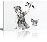 MJEDC Banksy Toile Tableau Game Changer Nurse Tribute Street Art Graffiti Toile Art Décor Impression sur Toile Tableau Décoration murale salon moderne Avec Cadre 30x40cm