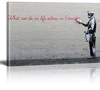 MJEDC Banksy What We Do in Life Echoes in Eternity Graffiti Street Art Impression sur toile prête à l'emploi sur châssis Décoration murale pour salon XXL 20 x 30 cm