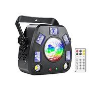 MJFVN 4IN1 LED DJ Party Lights Remote Pattern Projector Strobe Magic Ball UV Black Stage Light Effect DJ Disco Holiday Dance