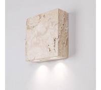 Mjsdjof Applique murale carrée en travertin, applique murale de couloir, applique murale en pierre naturelle avec douille G9, appliques murales en marbre ultra-mince
