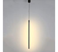 Mjsdjof Lampe à suspension linéaire à long tube, lampe suspendue à flûte noire, lampes à suspension en métal à bande ultra-mince avec abat-jour en acrylique, lampes de chevet créatives, lustre LED mod