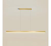 Mjsdjof Suspension d'îlot de Cuisine de 39,4 po, Suspension à LED Moderne, luminaire Suspendu à Barre en Aluminium, Lampe à Suspension linéaire en métal, Lampes à Longue Bande Blanche/dorée pour sal