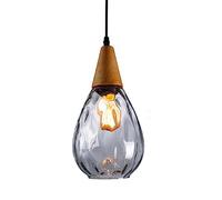 Mjsdjof Suspension en bois créative avec abat-jour en verre à motif d'eau, mini lustres de chevet en forme de goutte, luminaire E27, lampes suspendues industrielles simples pour couloir, chambre à cou