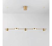 Mjsdjof Suspension LED Moderne, Luminaire Suspendu à Bande Linéaire en Métal avec Abat-Jour en Acrylique, Lampes à Suspension Longues pour Îlot de Cuisine Minimaliste 5 Heads-35W-3 Mode Couleur