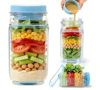 Mjuthy Bocal à salade multicouche portable, boîte à salade verticale étanche avec mini bac à sauce pour repas sains à emporter