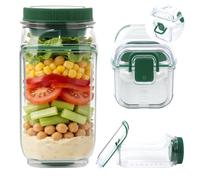 Mjuthy Boîte à salade verticale, Capsule de salade à ouverture latérale avec bocal anti-fuite pour sauce, Parfait pour la préparation de repas, bureau, école, salle de sport, pique-nique et voyage