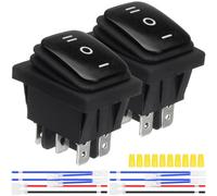 MKBKLLJY Lot de 2 interrupteurs d'inversion de polarité noirs - Contrôle étanche - 20 A 12 V CC 16 A 250 V/20 A 125 V AC DPDT 6 broches 3 positions ON/OFF/ON - Interrupteur à bascule avec borne de