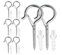 MKEAWWU 8 Pièces Piton À Visser Inox M4, Crochet Plafond Lourd Avec Sécurité, Pour Paniers Plantes, Mangeoires, Lanternes