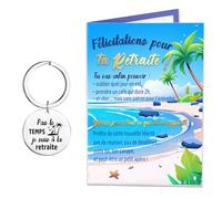MKISHINE Carte Départ Retraite A5 + Porte-Clés Cadeau Retraite - Carte de Vœux Humoristique avec Enveloppe et Grand Espace pour Message - Cadeau Original pour Retraité Homme ou Femme