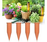 MKNZOME Lot de 4 Oyas A Planter Terre Cuite, Arrosage Goutte à Goutte Ollas Terre Cuite, Système d'Irrigation Arrosage Automatique et Ecologique pour Plante Intérieur & Extérieur en Vacances