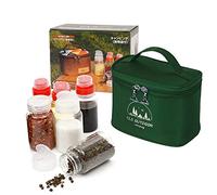 MKNZOME Lot de 6 pot a epices avec couvercle à vis, Portables Bocaux Epices avec sac de voyage, ensemble de pots à épices, cuisine camping barbecues organisateur d'épices pour sel, poivre, épices