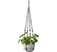 Mkouo Macrame Plant Hangers Indoor Hanging Planter Basket with Wood Beads Decorative Flower Pot Holder No Tassels for Indoor Outdoor Home Decor 89cm, Grey