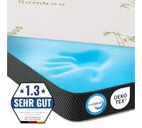 MKS 7cm Gel Surmatelas 100 x 200 cm, H3 Mémoire de Forme Viscoélastique, sur Matelas Mousse Ferme & Moelleux, Housse Bambou Amovible, Respirant & Rafraîchissant, Système Antidérapant