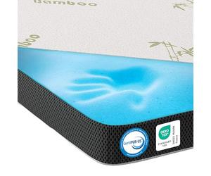 MKS 7cm Gel Surmatelas 120 x 200 cm, H3 Mémoire de Forme Viscoélastique, sur Matelas Mousse Ferme & Moelleux, Housse Bambou Amovible, Respirant & Rafraîchissant, Système Antidérapant