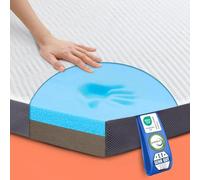 MKS Surmatelas 90 x 200 Memoire de Forme 5cm H3 & H4 - Mattress Topper Mousse Gel Viscoélastique - sur Matelas Respirant & Rafraîchissant - sur-Matelas pour Adulte avec Housse Bambou Antidérapant