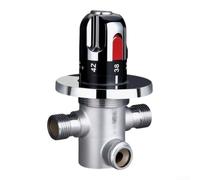 MKTOLHUS Mitigeur thermostatique DN15 en laiton G1/2 1/2" | Contrôle mural dissimulé pour douche, chauffage solaire, tuyau d'eau chaude et froide, connexion G1/2, argenté
