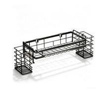 MKTOLHUS Plateau de vidange mural sans perçage | Égouttoir à vaisselle en acier au carbone antirouille et porte-éponge pour outils de nettoyage, étagère de rangement sans