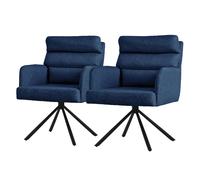 ML-Design Set de 2 Chaises de Salle à Manger Bleu Foncé, Pivotantes Position Voiture, Chaises Rembourrées avec Revêtement en Polyester et Coussins de Dossier, Pieds Métalliques, Fauteuil de Cuisine