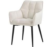 ML-Design 1x Chaise de Salle à Manger en Tissu Éponge, Crème, Chaise de Cuisine avec Creme