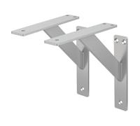 ML-Design Lot de 2 Supports d'Étagère, 180 x 180 mm, en Aluminium, Argent, Style Industriel, Équerre pour Étagères Murales, Flottantes et Projets de Bricolage, Matériel de Montage Inclus