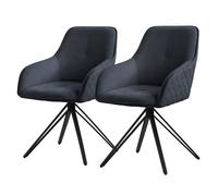 ML-Design Chaise pivotante – Set 2 pièces – Tissu tissé anthracite, rembourrée, pivotante 360°