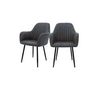ML-Design 2x Chaises de Salle à Manger avec Dossier et Accoudoirs, Anthracite, Revêtement