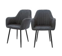 ML-Design 2X Chaises de Salle à Manger avec Dossier et Accoudoirs, Anthracite, Revêtement en Simili, Assise Rembourrée avec Pieds en Métal, Chaise pour Table à Manger, Fauteuil Moderne pour Salon