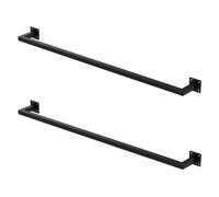 ML-Design 2X Tringle à Vêtements Rectangulaire, P12xL110 cm, Noir, Acier Inoxydable, Tringle de Penderie Forme U, Portemanteau à Montage Mural, Porte-vêtements, Tringle à Linge + Matériel de Montage
