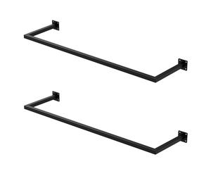 ML-Design 2x Tringle à Vêtements Rectangulaire, P30 x L110 cm, Noir, Acier Inoxydable, Tringle de Penderie Forme U, Portemanteau à Montage Mural, Porte-vêtements, Tringle à Linge + Matériel de Montage